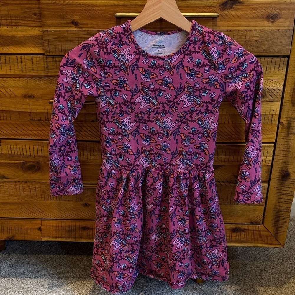 Garnet Hill Girls Pink Patterned Kids Dress